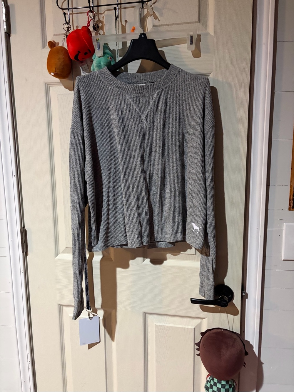 Victoria's Secret Gray Ribbed Long-Sleeve Thermal Pullover